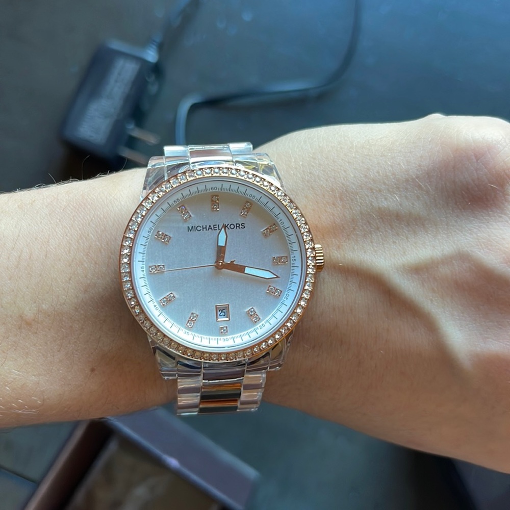 Michael Kors Clear watch with Rose gold accents